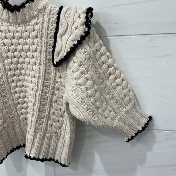 SEA New York | Ferdi Cropped Crochet and Cable-Knit Wool Sweater - Size Medium - Picture 6 of 9